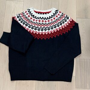 St. John's Bay Navy and Red Fair Isle Crewneck Sweater
